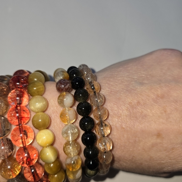 8mm Black Golden Super Seven Bracelet - Picture 12 of 12